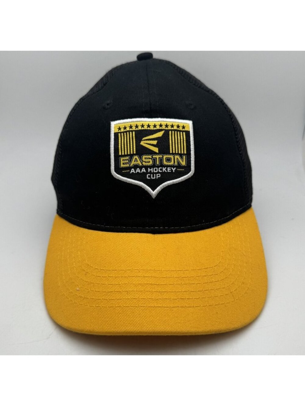 Easton AAA Hockey Cup Trucker Hat Black Yellow Adjustable Cap Showcase Apparel